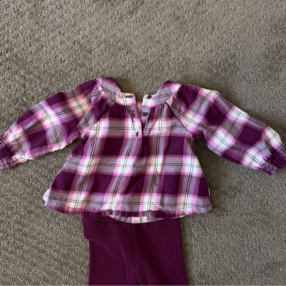Baby Gap Plaid Top And Leggings Set Purple Size 6-12 mths - Picture 3 of 5